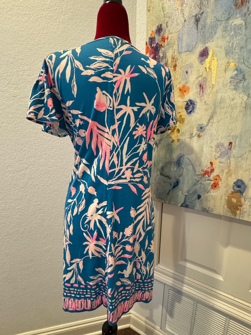 Lilly Pulitzer Sz M Marah Dress Tidal Wave It’s Prime Time Teal & Pink Tropical - Picture 6 of 11